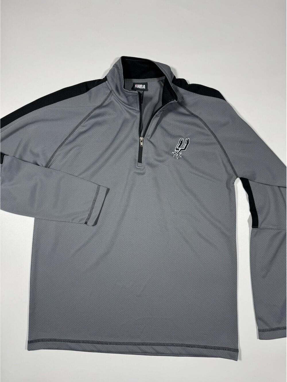NBA San Antonio Spurs Quarter Zip Pullover Gray Mens Large